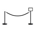 Montour Line Stanchion Post and Rope Kit Black, 2FlatTop 1Blk Rope 8.5x11H Sign C-Kit-1-BK-FL-1-Tapped-1-8511-H-1-ER-BK-PS